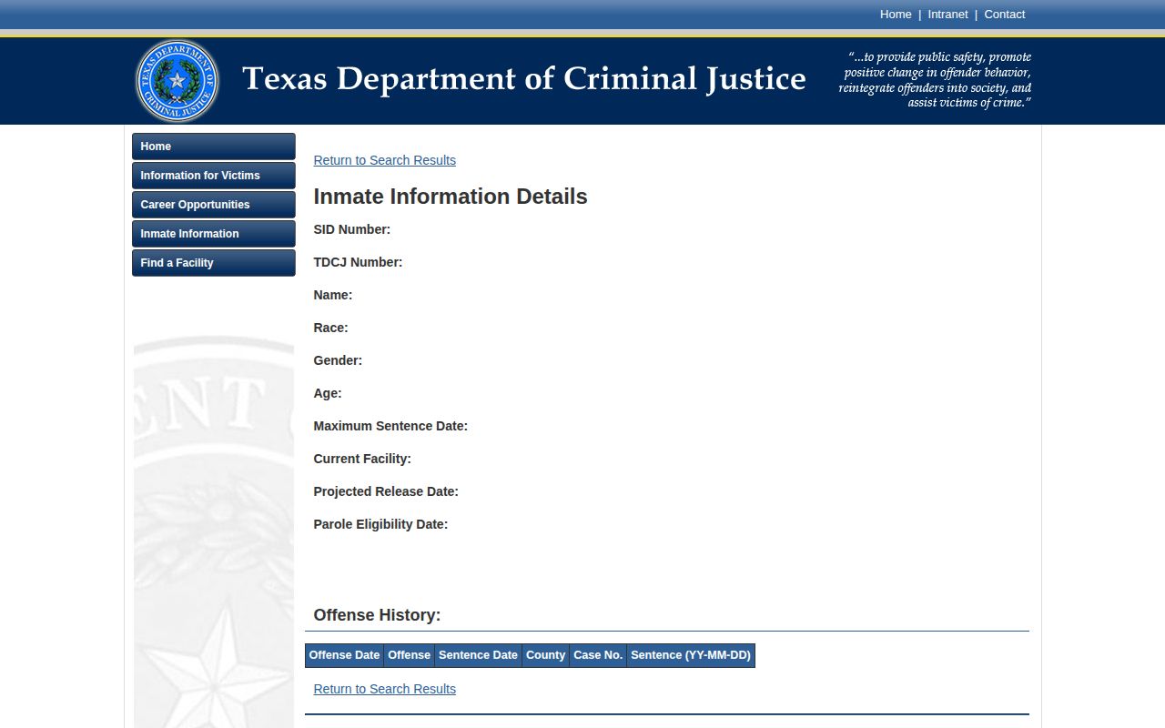 Chambers County state inmate projected and scheduled release details