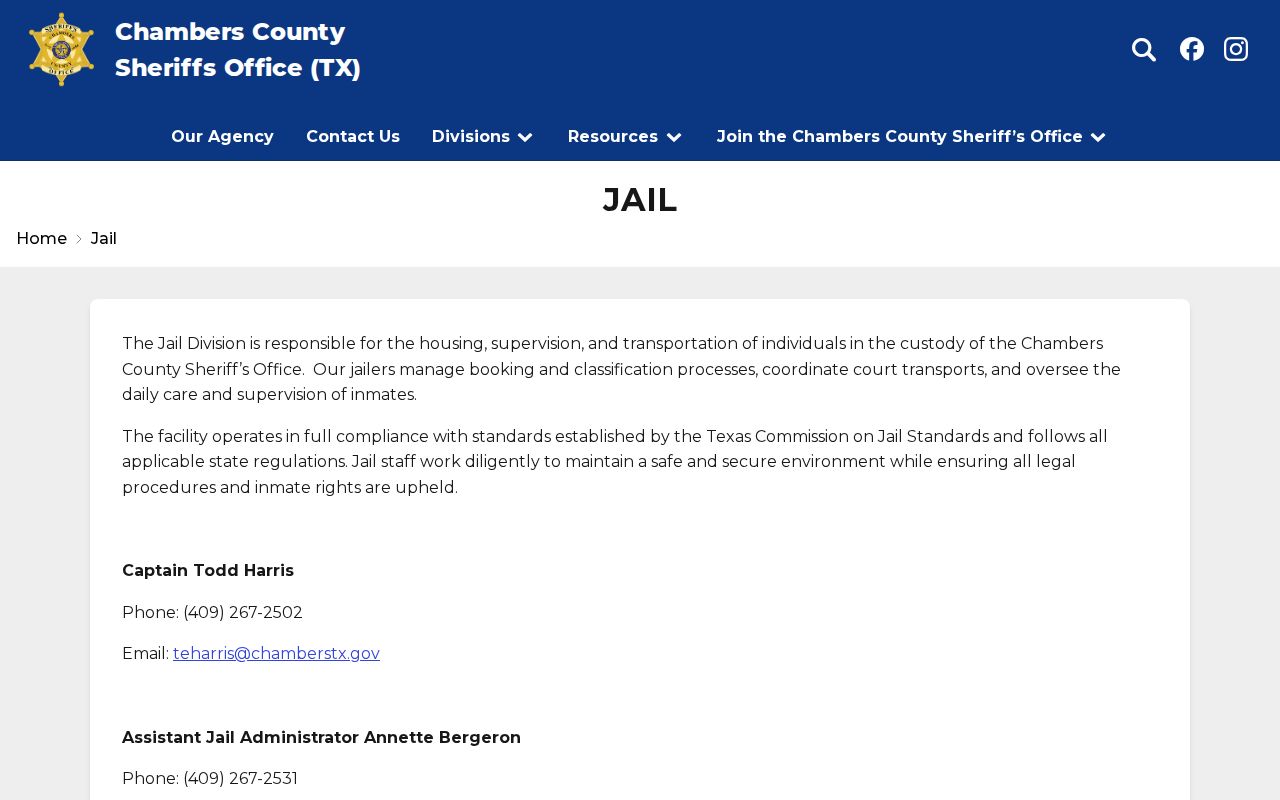 Chambers County Jail release records and contact page