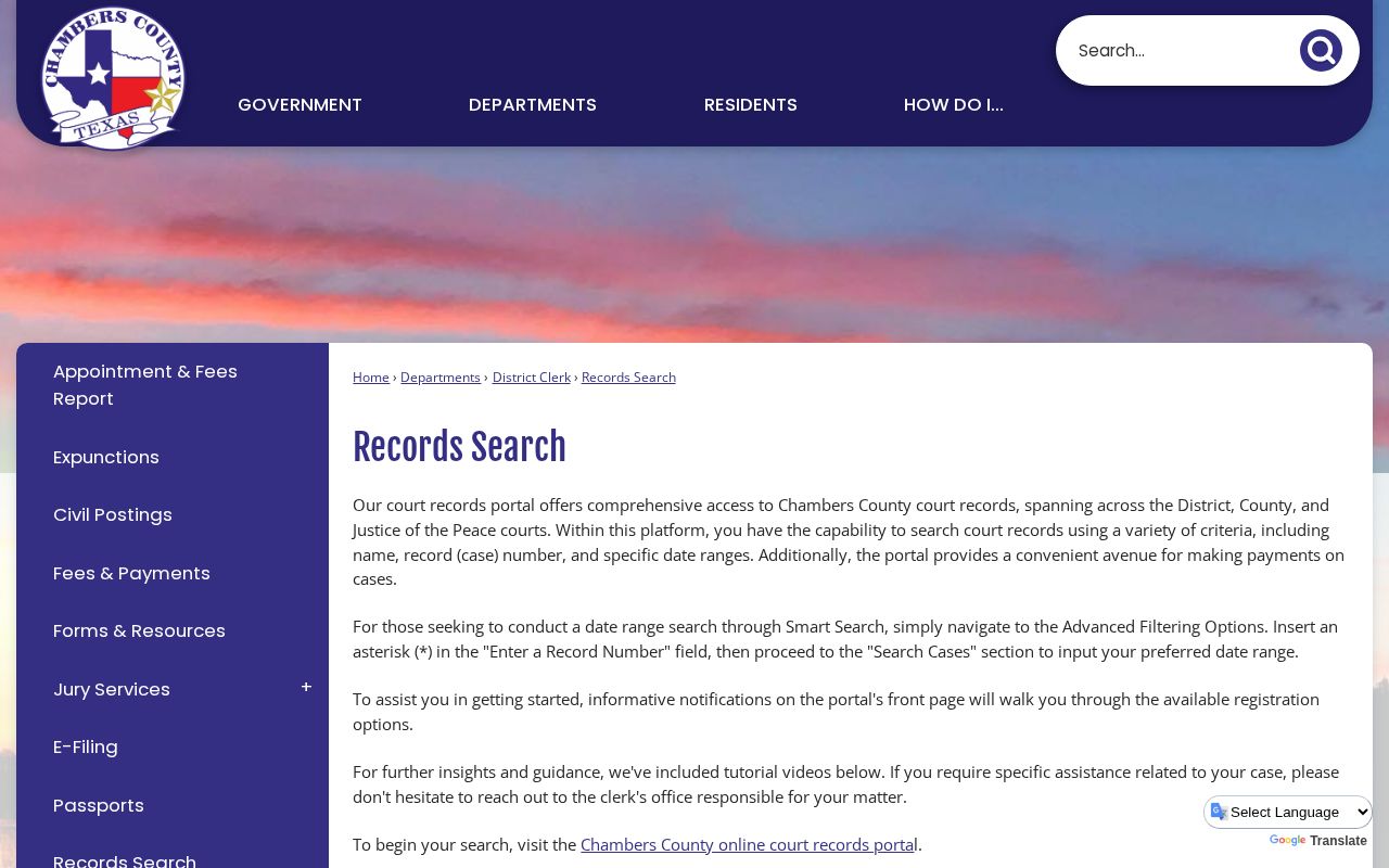 Chambers County release record search instructions